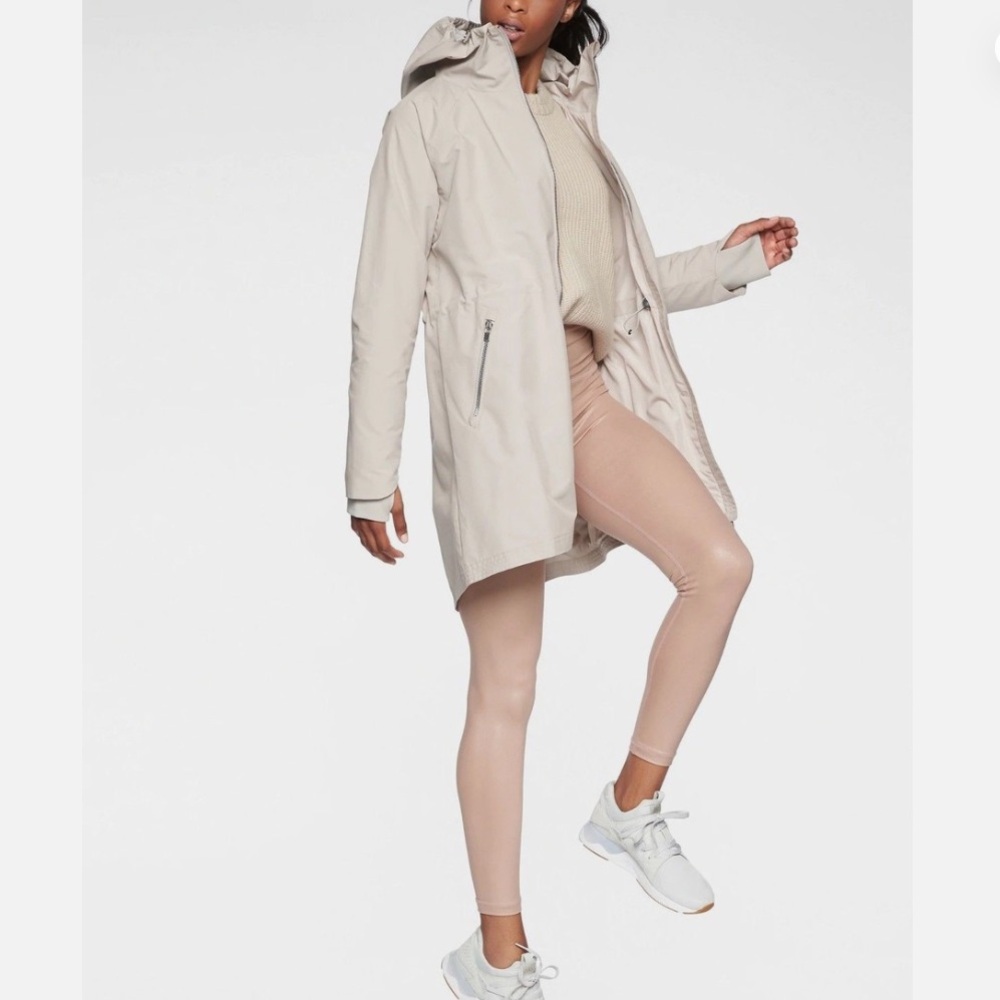 ATHLETA Cloudburst Water Repellent Jacket Coat DOVE GREY